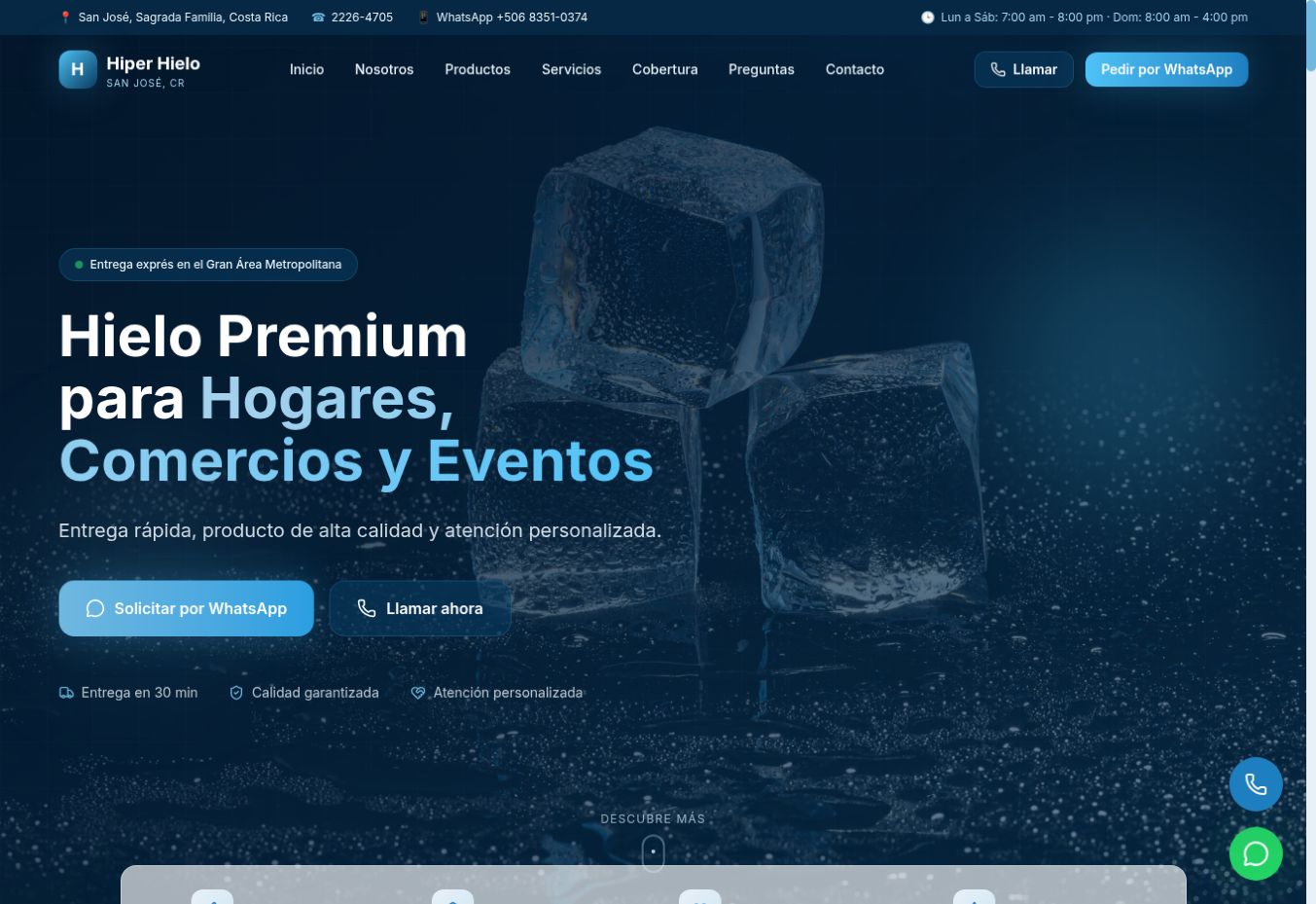 Captura del sitio de Hiper Hielo